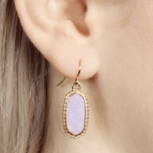 LAST PAIR of these Gorgeous Lavender and Gold Toned Dangle Fishhook Earrings - Picture 5 of 5